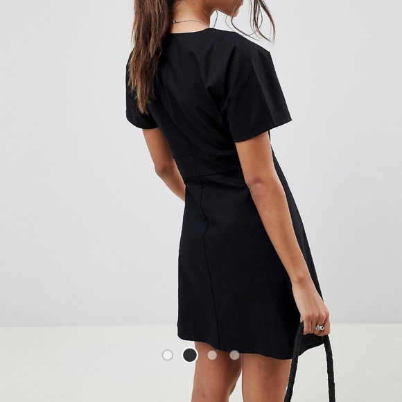 Asos Design black button through mini skater dress - Picture 2 of 3